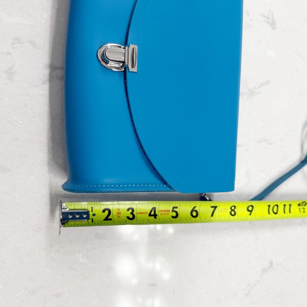 Cambridge Satchel Company Large Pushlock Crossbody Bag Blue Leather Handbag New - Picture 7 of 9